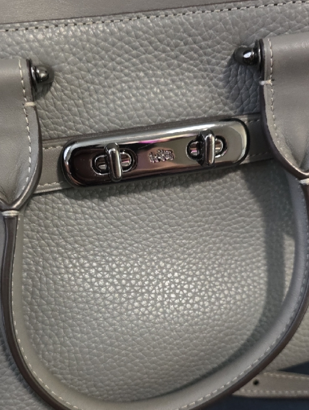 Coach Swagger 27 Carryall Pebbled Leather Satchel in Heather Gray Gunmetal - Picture 8 of 9